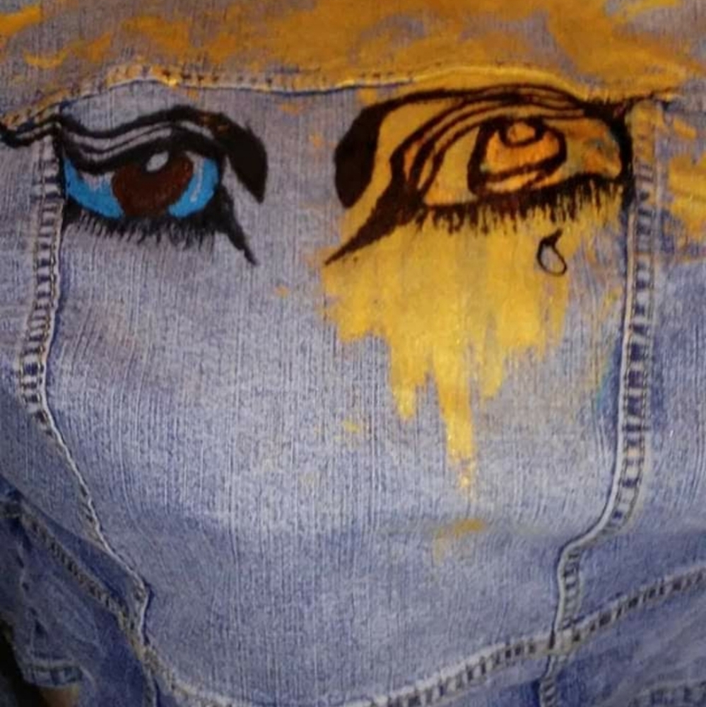 Custom hand painted goddess eyes jean jackets